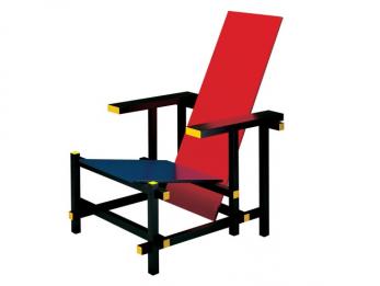 Chaise en rouge et bleu de Gerrit Rietveld